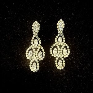 Vintage Hobe Silver Crystal Drop Earrings